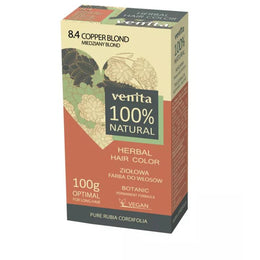 Vopsea de par pulbere, pe baza de plante, naturala 100%, Venita, Nr 8.4 Blond Cupru, 100 g