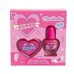 Set gloss de buze si lac de unghii Crush Nail Duo, Martinelia, 82500 - Roz