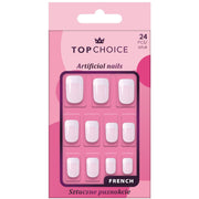 Set 24 unghii artificiale Top Choice, 78415, french patrate