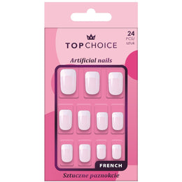 Set 24 unghii artificiale Top Choice, 78415, french patrate