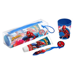 Set ingrijire dentara pentru copii, pahar, pasta de dinti, periuta si etui, Spiderman, 2567