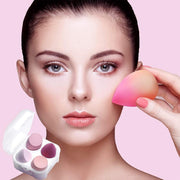 Set 4 bureti machiaj, pentru aplicarea fondului de ten, Blender, stil lacrima Top Choice 38538, cu cutie depozitare