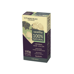 Vopsea de par pulbere, pe baza de plante, naturala 100%, Venita, Nr 1.11, Negru Indigo, 100g