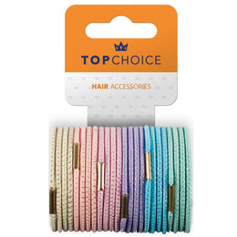 Elastic de par Top Choice, set de 24 bucati asortate, in nuante pastel