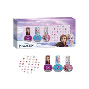 Set decorare unghii pentru fetite, cu 3 lacuri de unghii si modele de lipit pe unghii, Frozen