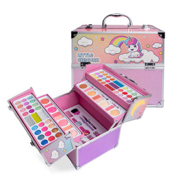 Trusa mare de machiaj pentru copii Martinelia My Little Unicorn Mega Beauty Case, cufar cu farduri, rujuri si lacuri de unghii
