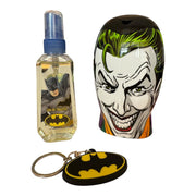 Set Batman cu Apa de toaleta 90ml, Figurina 2in1, Spumant de baie si Sampon 300ml, Breloc, in borseta cool, Baieti