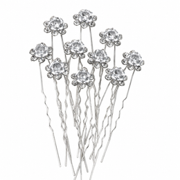 Set 20 ace de par decorative cu trandafir argintiu si cristale, Chique