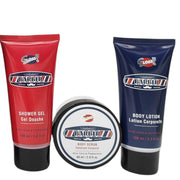 Set ingrijire corp pentru barbati, Gloss! Barber Aloe Vera & Peppermint, cu gel de dus, lotiune corp si exfoliant, 260 ml