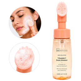 Demachiant spuma cu vitamina C si perie exfoliere IDC Institute 68110, 240 ml