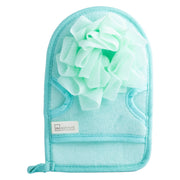 Manusa de baie turcoaz cu doua fete pentru curatare si exfoliere delicata, 90092