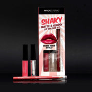Set gloss si creion de buze Shaky, Matte & Glossy, 60749, Roz inchis, Magic Studio, 2 g