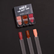 Kit Shaky Trio, cu 3 lacuri de unghii asortate, nuante de maro, Magic Studio