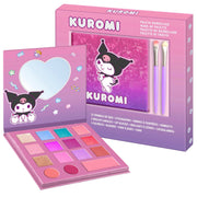 Paleta de farduri Kuromi cu pensula si buretel pentru machiaj, Sanrio, 4063