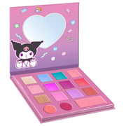 Paleta de farduri Kuromi cu pensula si buretel pentru machiaj, Sanrio, 4063