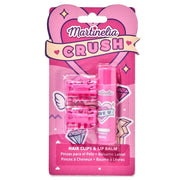 Pachet 2 Set balsam de buze cu aroma de bezele & capsuni si agrafe asortate Crush Martinelia 11101, 4 g