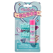 Pachet 2 Set balsam de buze cu aroma de bezele & afine si agrafe asortate Crush Martinelia 11101, 4 g