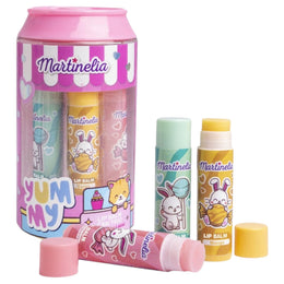 Set 3 balsamuri de buze Yummy in cutie tip doza, Martinelia, 68144