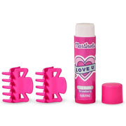 Set balsam de buze cu aroma de capsuni si 2 agrafe asortate Crush Martinelia 11101S, 4 g