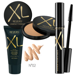 Set ingrijire ten pudra, fond de ten si mascara XL, Revers Beige