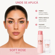 Blush crema stick cu efect natural, Soft Rose 02, She Glam, Revers, 10g