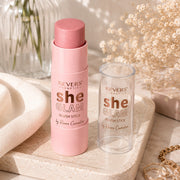 Blush crema stick cu efect fresh glow 01 Sparkle Blossom, She Glam, Revers, 10g