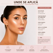 Iluminator crema stick cu efect auriu radiant, Golden Dust 02, She Glam, Revers, 10g