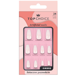 Unghii artificiale Ballerina French, Top Choice 78576, set de 24 buc