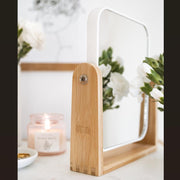 Oglinda de machiaj cu suport de bambus, Top Choice 85802 (marire x2)
