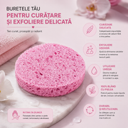 Burete Demachiant si Exfoliant Delicat Top Choice 6470, Celuloza, roz