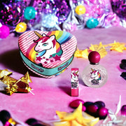 Set apa de toaleta si balsam de buze Unicorn Love, Lorenay, 1790, caseta metalica Heart
