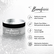 Gel cu sclipici plastic free pentru fata, corp si par Venita, Silver, 75 ml