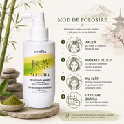 Lotiune fortifianta pentru par si scalp cu Matcha si Grapefruit Roz, Matcha, Venita, 150 ml