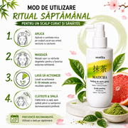 Exfoliant fortifiant pentru scalp cu Matcha si Grapefruit Roz, Matcha, Venita, 150 ml