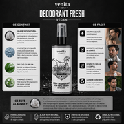 Deodorant fresh pentru corp, cu alaun, Venita Men Vegan, 100ml