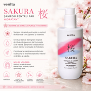 Sampon hidratant pentru par cu Floare de Cires Japonez si Vitamine, Sakura, Venita, 300 ml