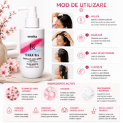Peeling hidratant pentru scalp cu Floare de Cires Japonez si Vitamine, Sakura, Venita, 150 ml